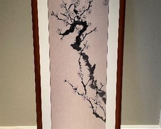Pair of Chinese Embroideries on Silk. Each Measures 20" x 49"Framed; 12.5" x 39" Unframed. Photo 2 of 3.