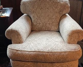 Pair of Damask Upholstered Club Chairs. Each Measures 38" W x 40" D. Photo 1 of 6. 