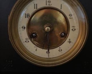 Antique Greek Revival Style Iron Mantle Clock. Photo 2 of 2. 