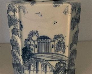 Hexagon Hand-Painted Chinoiserie Ginger Jar, Oxford, England. Photo 1 of 3. 