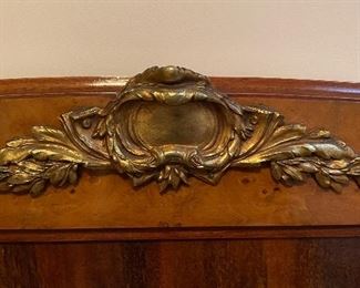 Antique French Burled Maple Twin Bedframe with Satinwood Inlay and Ormolu. Photo 3 of 4. 
