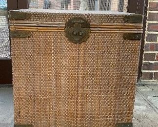 Woven Natural Fiber Basket with Brass Accents. Photo 2 of 4. 