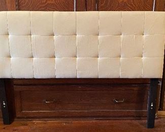 Cotton Upholstered Queen Bed Frame. 