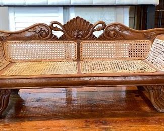 Antique Queen Anne-Style Children's Settee with Cane Seat. Needs Repair. Measures 42" W x 13" D with 8" Seat Height. Photo 1 of 5. 