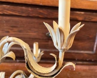 Vintage Tole 9-Arm Chandelier. Measures 38" H x 29" W. Photo 2 of 2. 