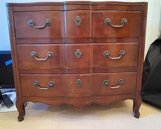 Vintage Three-Drawer Cherry Chest of Drawers. Measures 38" W x 20" D x 34" H. Photo 1 of 3. 