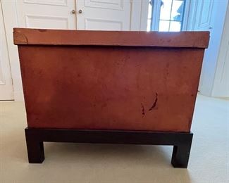 Antique Leather Storage Box on Stand. Measures 27" x 18" x 22" H. Photo 1 of 5.