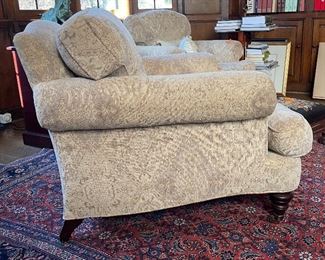 Pair of Damask Upholstered Club Chairs. Each Measures 38" W x 40" D. Photo 2 of 6. 