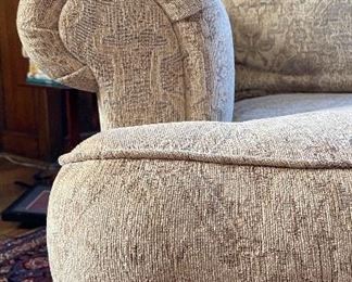 Pair of Damask Upholstered Club Chairs. Each Measures 38" W x 40" D. Photo 6 of 6. 