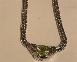 Woven Silver Necklace with Tourmaline Stone. Photo 1 of 2. 