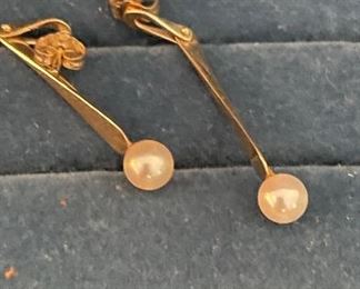 14K Gold & Pearl Earrings. Photo 1 of 2. 
