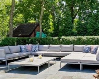 Outdoor All-Weather Sectional Seating. Sold With Cushions and Cocktail Table. Decorative Cushions Not Included!