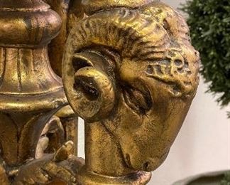 Regency Style Gilt Ram's Head Plant Stand with Hoof Feet - 2 Available. Each Measures 54 1.4" H x 16" D. Photo 2 of 4. 