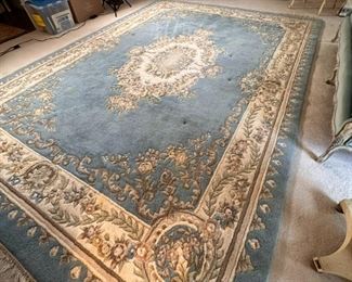 Light blue large tufted wool rug