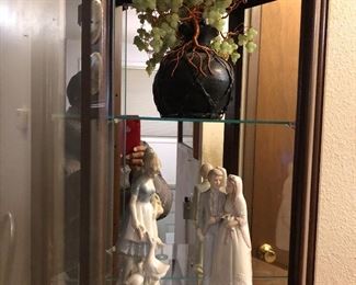 Women Feeding Geese Figurine (unbranded), Lefton Bride and Groom Figurine.