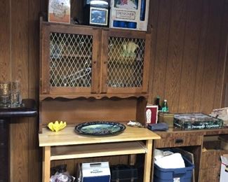 Table with shelf measures 42inL x 20.5inD x 29.5inH.  Hutch on top measures 42inL x 10inD x 40.5inH.