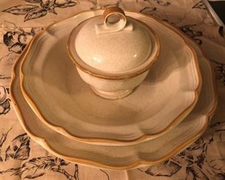 Mikasa Garden Club Round Serving Platter, Round Serving Bowl, Sugar Bowl.