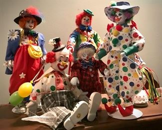 Collectible Porcelain Clown Dolls 