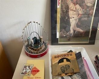Cardinals collector figurines and unopened baseball cards 