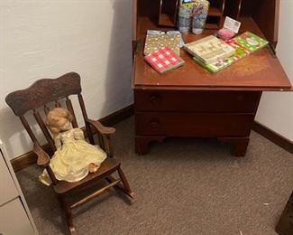 doll chair from the 1880's, child's secretary 