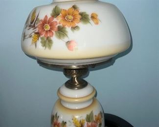 Floral design Milkglass Victorian style lamp (PAIR) $200