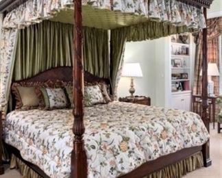 Exceptional custom BEDDING (NOT the bed)for a king canopy bed (15 pieces) - made to perfection (The bed is NOT available.)