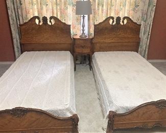 Coordinating  vintage twin beds