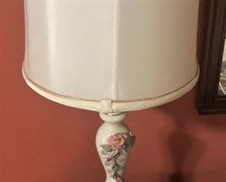 One of two rose bud lamps