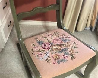 Vintage needlepoint seat rocker