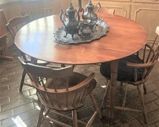 Maple table with 5  Windsor style chairs