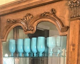 Rare Portieux Vallerysthal French Vintage Opaline Blue Milk Glass 