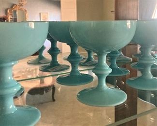  RARE Portieux Vallerysthal French Vintage Opaline Blue Milk Glass 