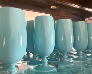  RARE Portieux Vallerysthal French Vintage Opaline Blue Milk Glass 