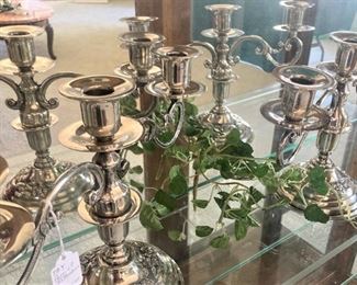 Silverplate candelabras  (1 pair)