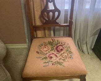Vintage needlepoint seat chair