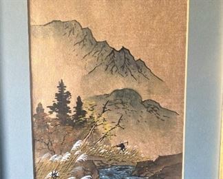 Framed and matted Asian art