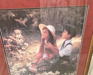 Young children - framed and matted art
