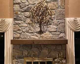 Approximately 50” Olive Tree / Tree of Life Copper Tinged Metal Wall Art Decor 