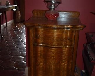 Gorgeous Antique Serpentine Front Sheet Music and Record Cabinet