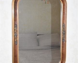 Beautifully Framed, with Burled wood, Antique Wall Mirror