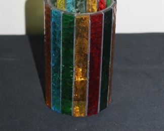 Vintage stained glass candle holder