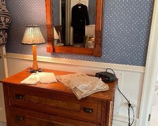 Walnut 3 drawer chest with mirror