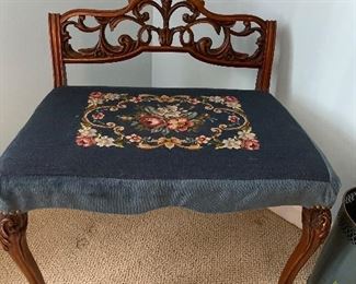 little bench with needlepoint seat