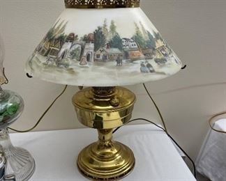 Pretty glass and brass lamp