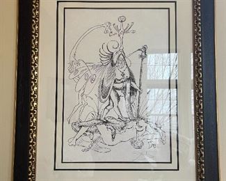 Dali Divine Comedy drawing.  Signed, numbered, authenticated.