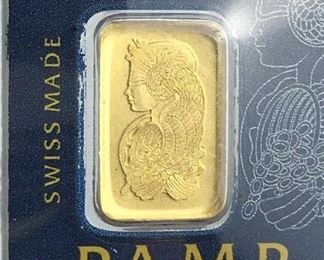 1g Fine Gold Bar, Lady Fortuna, PAMP Suisse 999.9