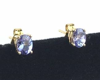 14K Tanzanite Oval Cut Post Earrings
