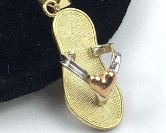 14K Tricolor Gold Flipflop Charm