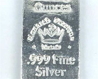 10 Troy Ounces Fine Silver Bar, Monarch .999