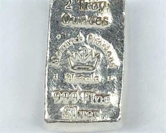 2 Troy Ounces Fine Silver Bar, Monarch .999